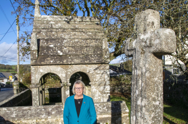 Sheryll Murray MP in front of St Cleer Well 